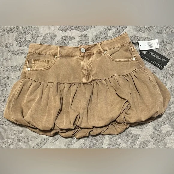 Blank NYC Light Brown Denim Balloon Mini Skirt Size 27 - Picture 4 of 8